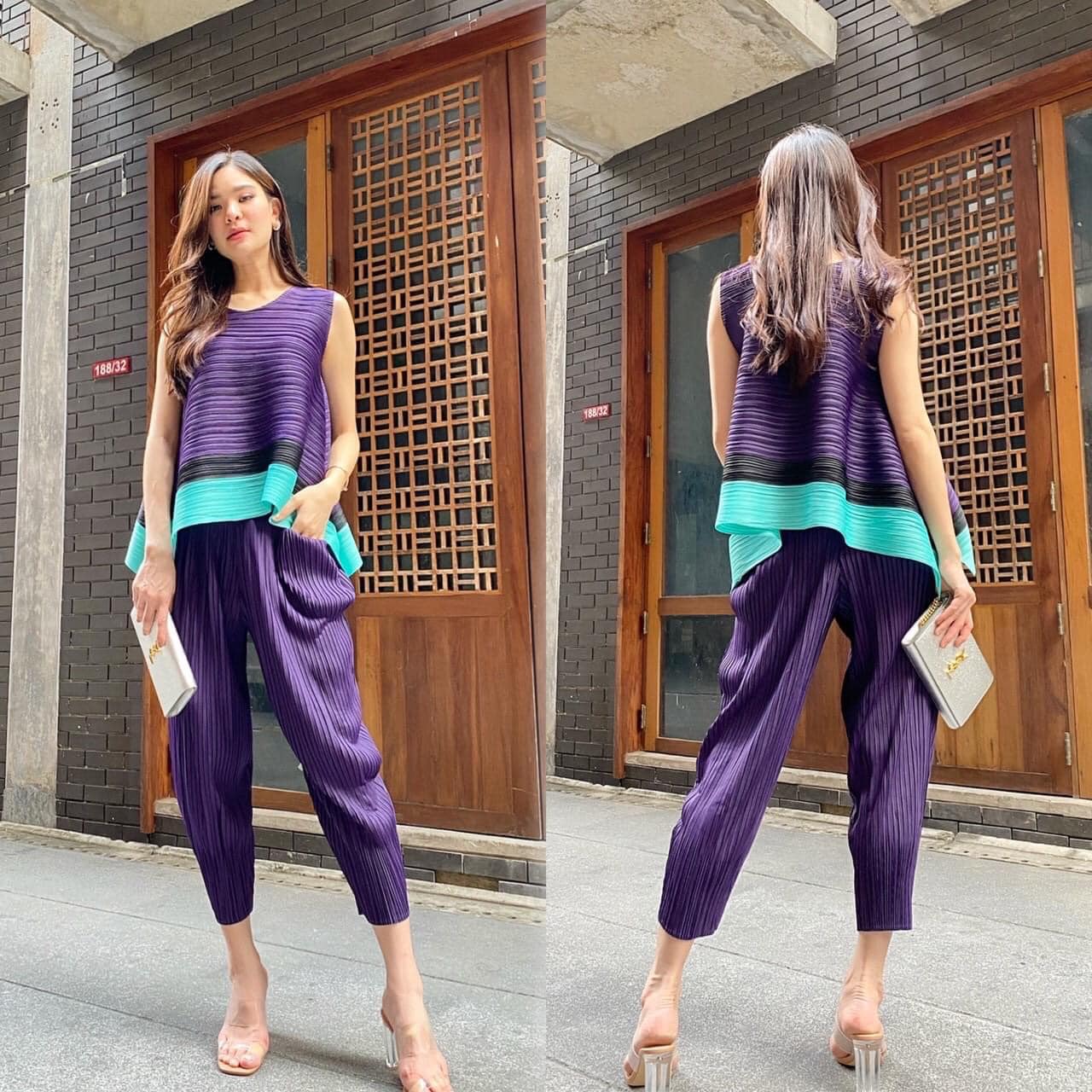 ชุดเซตผ้าอัดพลีทเนื้อดี แบบงาน Brand 😍 : สินค้าคุณภาพ (พร้อมส่ง)