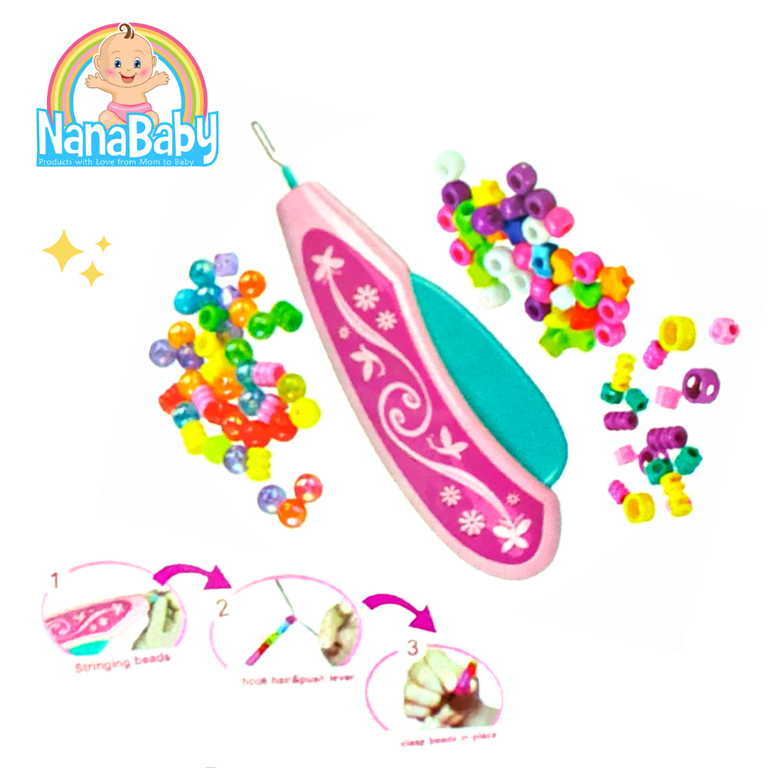 เครื่องร้อยลูกปัดผม DIY ของเล่นเด็กผู้หญิง ชุดร้อยลูกปัดผม พร้อมลูกปัดครบเซต