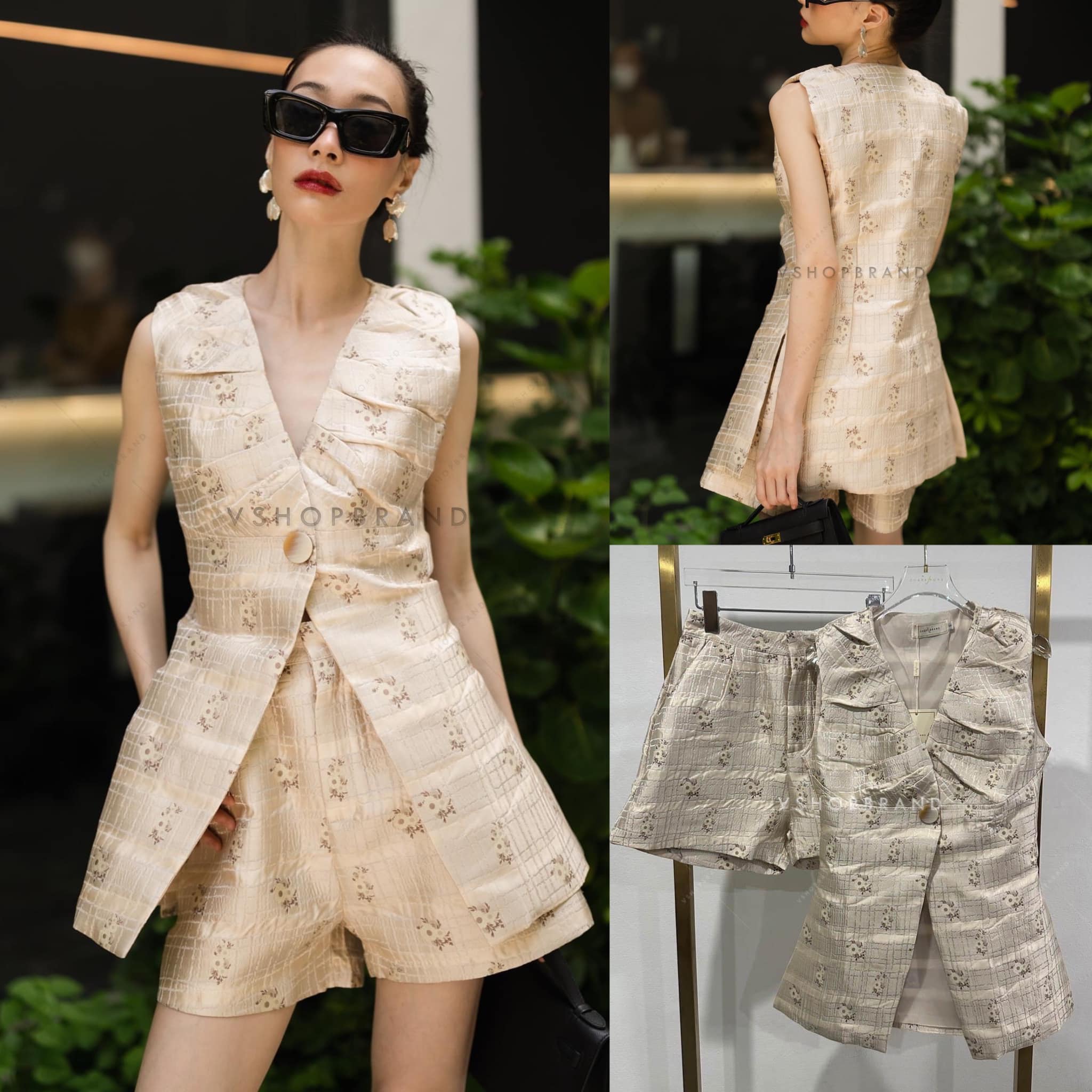 Set เสื้อแขนกุดผ้าลายดอก + กางเกงขาสั้น สินค้าคุณภาพ (พร้อมส่ง)