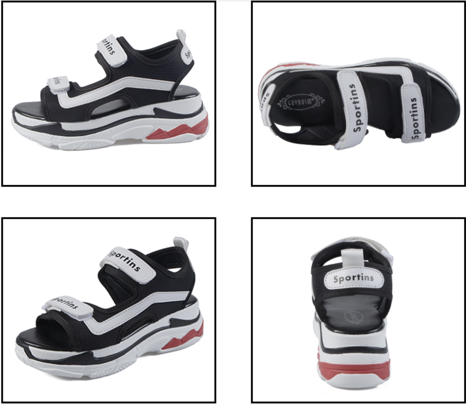 รองเท้าไซส์ใหญ่ 42-44 รองเท้าแตะรัดส้น พื้นยางหนา สีดำ/ขาว GUVOOSM KR0950BL