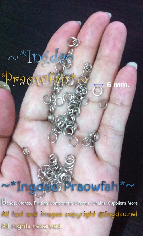 JC-6On ห่วงกลมสีนิเกิล ขนาด ศก. 6 mm. x หนา 0.9 mm. (10 กรัม ประมาณ 100 ชิ้น)