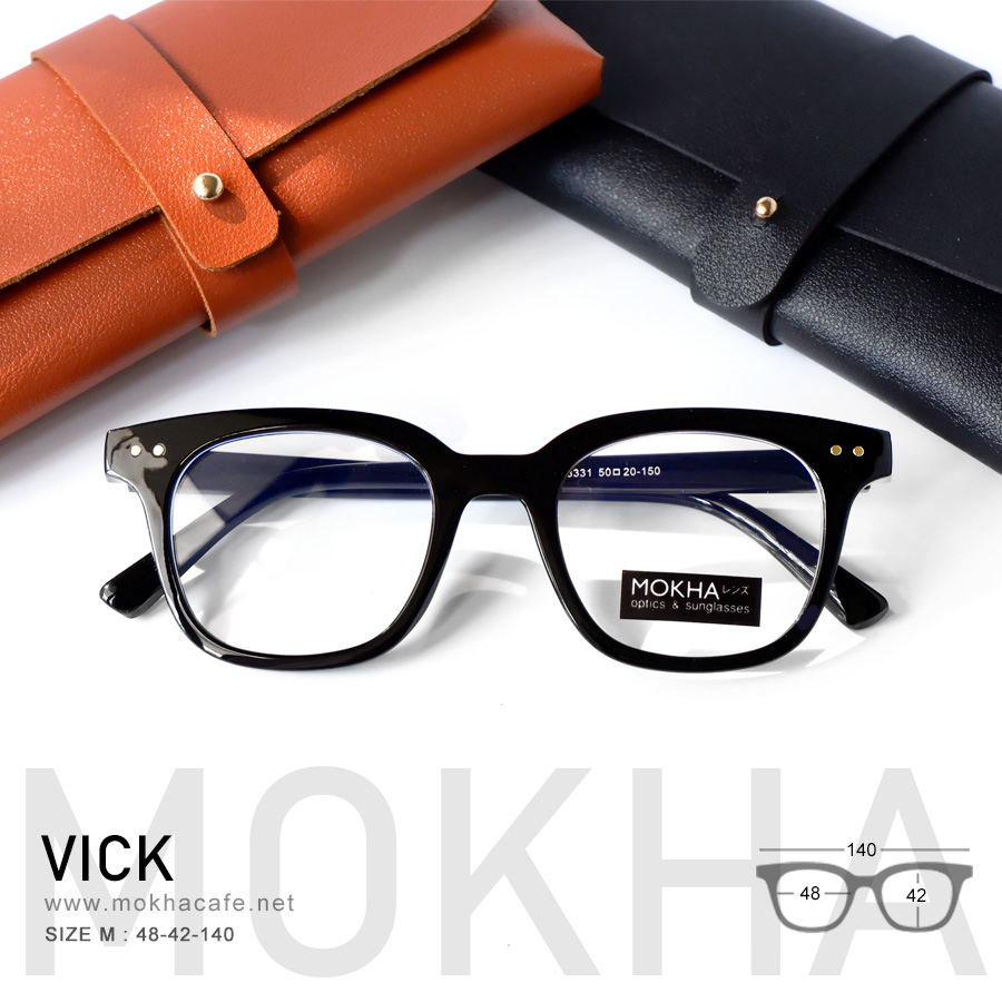 VICK - black แว่นตาทรงเหลี่ยม กรอบหนา กว้าง 140 มม.(sizeM) H42
