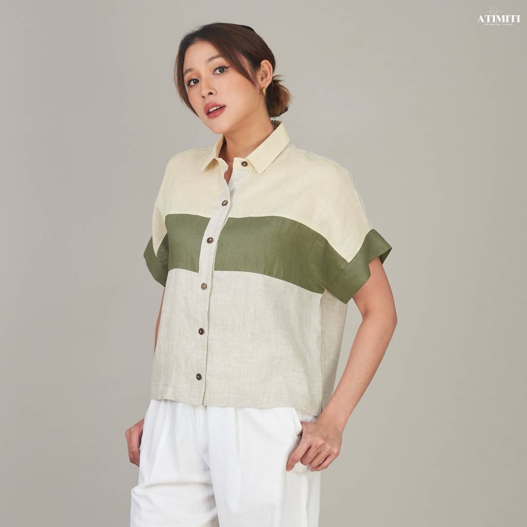 เสื้อปกแขนสั้น ลินินแท้ 100% ใส่สบาย : สินค้าคุณภาพ (พร้อมส่ง)