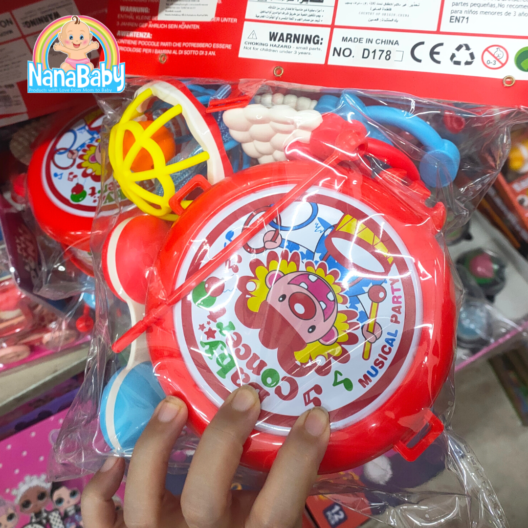 ของเล่นเสริมพัฒนาการ Baby Music Toys ของเล่นเด็กเล็ก กลอง ยางกัด กระพรวน บอลยางดนตรี