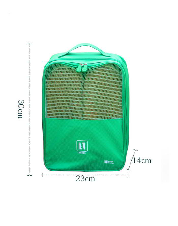 กระเป๋าใส่รองเท้า เสียบกระเป๋าเดินทางได้ ผลิตจากโพลีเอสเตอร์กันน้ำ + ตาข่าย คุณภาพดี มี 6 สี ให้เลือก