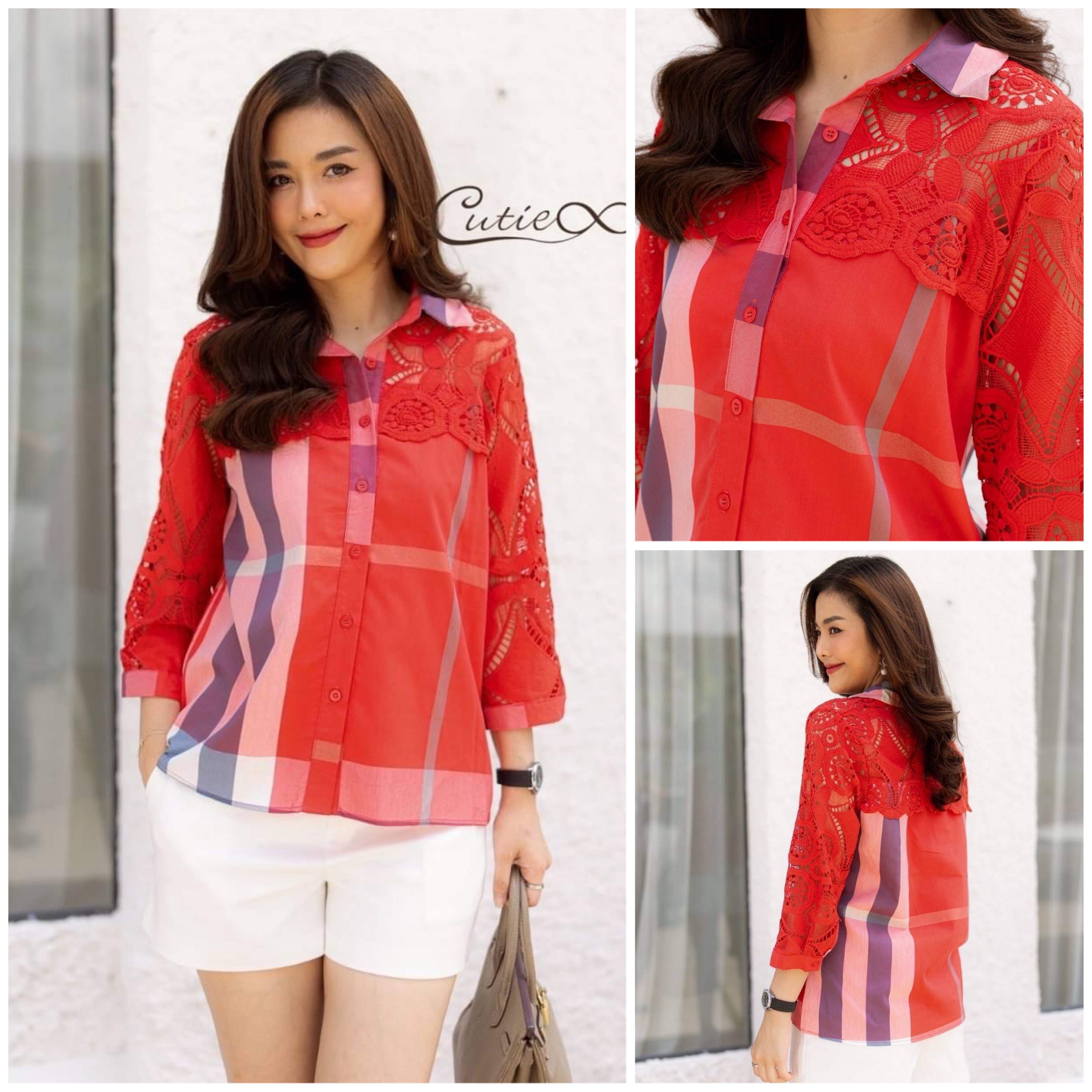 เสื้อผ้าCotton💯%เกรดพรีเมี่ยม ผ้าดี สุดสุดค่ะ พิมพ์ลายซิกเนเจอร์แบรนด์ดัง มีแต่งด้วยลูกไม้เกรดพรีเมียมตรงช่วงอก และแขนสวยมากค่ะ : สินค้าคุณภาพ (พร้อมส่ง)