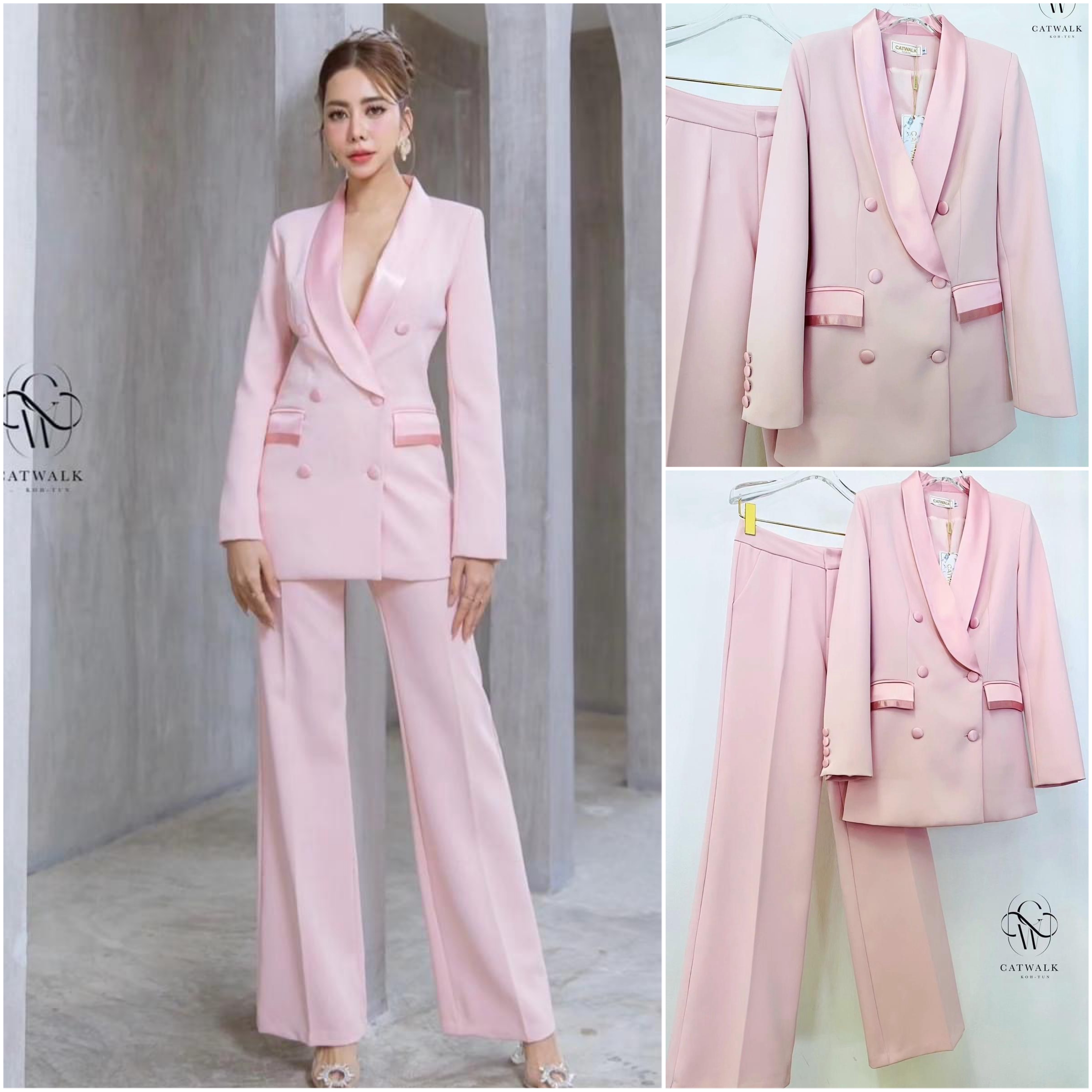 เซตสูทปกเลื่อม+กางเกงขาตรง เนื้อผ้าเกรดเอ เนื้อนุ่มเป็นทรงใส่สบาย ตัวสูทเป็นทรงเข้ารูป งานhiend ใส่สบาย สินค้าคุณภาพ (พร้อมส่ง)