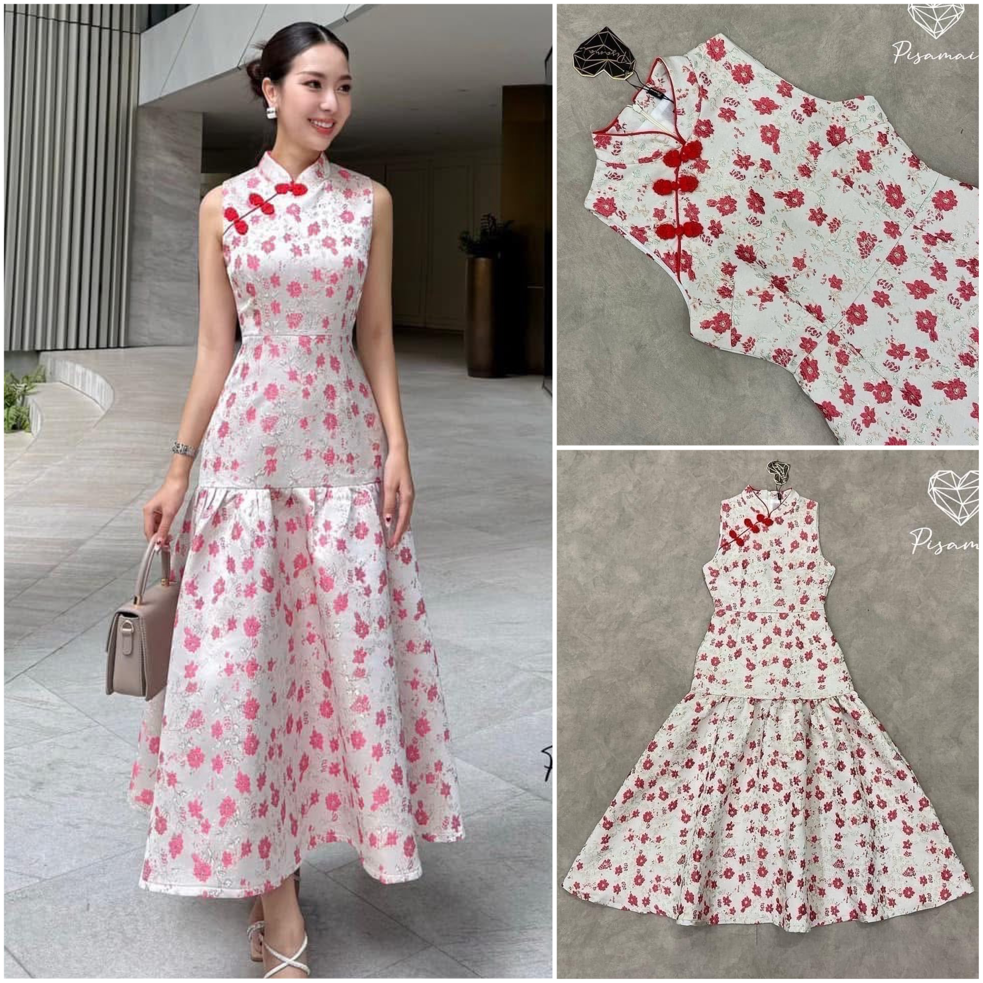 เดรสกี่เพ้าผ้าทอนูนตัวยาวสีชมพู ราชนิกูลมากๆค่ารุ่นนี้ ใส่รับอั่งเป่ากันสวยๆเลยค่า ใส่สบาย : สินค้าคุณภาพ (พร้อมส่ง)