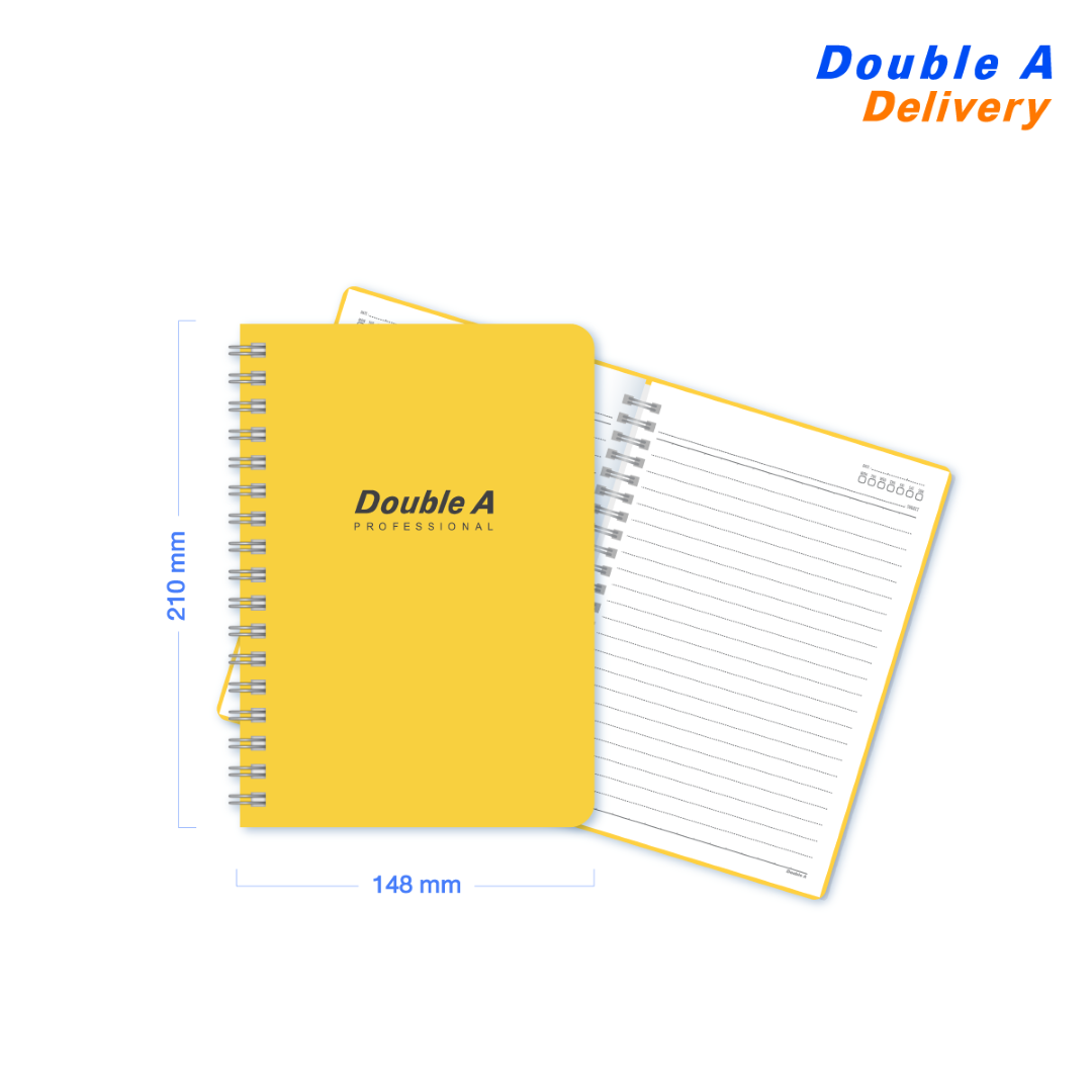 สมุดบันทึกเข้าเล่มแบบสันห่วง สี Lemon ขนาดA5 70 แกรม 40 แผ่น 4 เล่ม