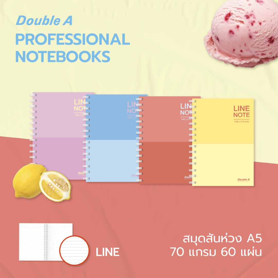[4 เล่ม]สมุดสันห่วง A5 70แกรม 40แผ่น เนื้อในพิมพ์เส้นบรรทัด