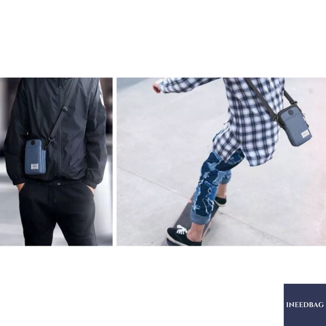 กระเป๋าสะพายคาดลำตัว กระเป๋าสะพายไหล่ กระเป๋าใส่โทรศัพท์มือถือ สายยาวปรับระดับ-ถอดจากตัวกระเป๋าได้ กระเป๋าเกี่ยวกับเข็มขัดได้ มี 3 สีให้เลือก