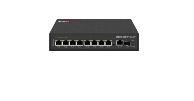 POE 8 Port POE Gigabit Uplink 1Lan/1000 1 SFP 1.25G มาตรฐาน AF/AT พร้อม Adapter 52V1.8A