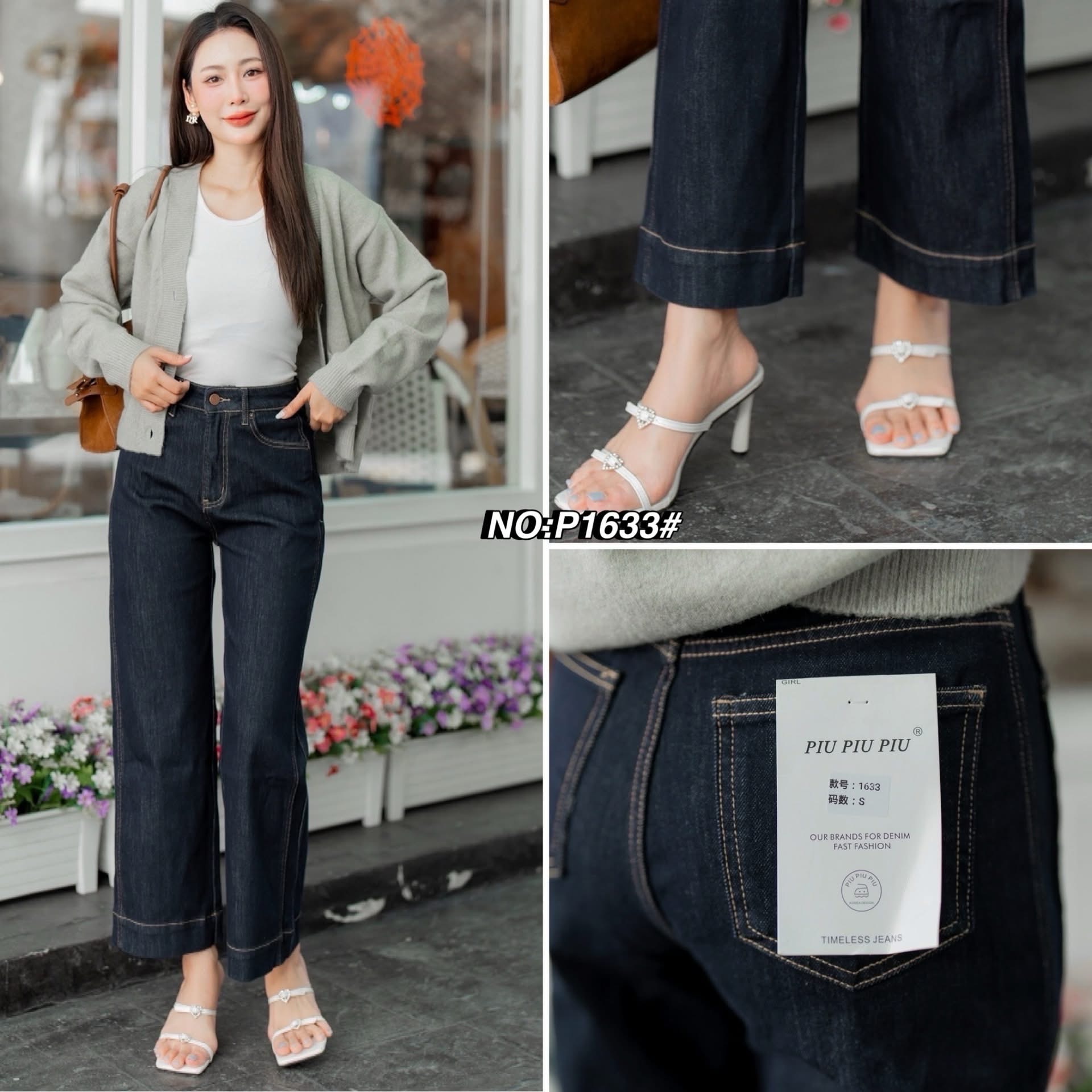 กางเกงยีนส์ขา8ส่วน ทรงเรียบๆ ปลายขาเย็บ ปลายขากว้าง เก๋มากๆ เอวสูง ใส่ดูเพรียวมาก(ผ้ายืด) ใส่สบาย : สินค้าคุณภาพ (พร้อมส่ง)