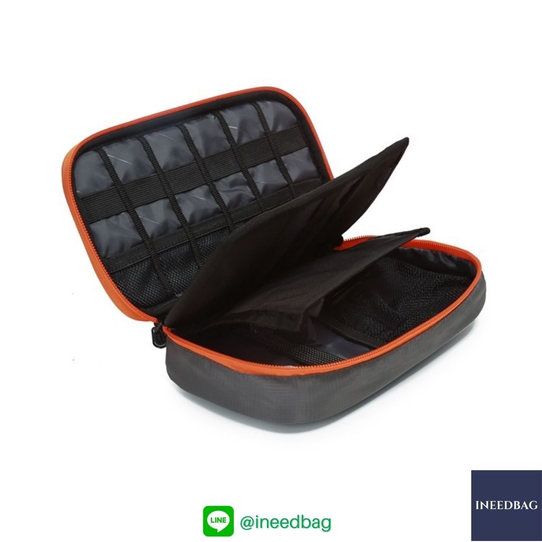 ฺBagsmart กระเป๋าจัดระเบียบอิเล็กทรอนิกส์ กระเป๋าใส่สายชาร์จ กระเป๋าใส่ฮาร์ดดิสก์ กระเป๋าใส่อุปกรณ์ไอที มีสองชั้น ช่องเยอะพิเศษ มีหูหิ้วพกพาสะดวก (เทา-ส้ม)