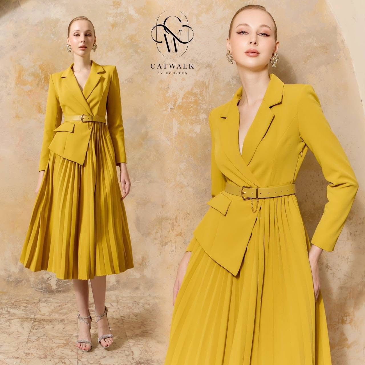 รสปกเทเลอร์กระโปรงจับอัดพลีท+เข็มขัด เนื้อผ้าเกรดเอ ใส่สบาย : สินค้าคุณภาพ (พร้อมส่ง)
