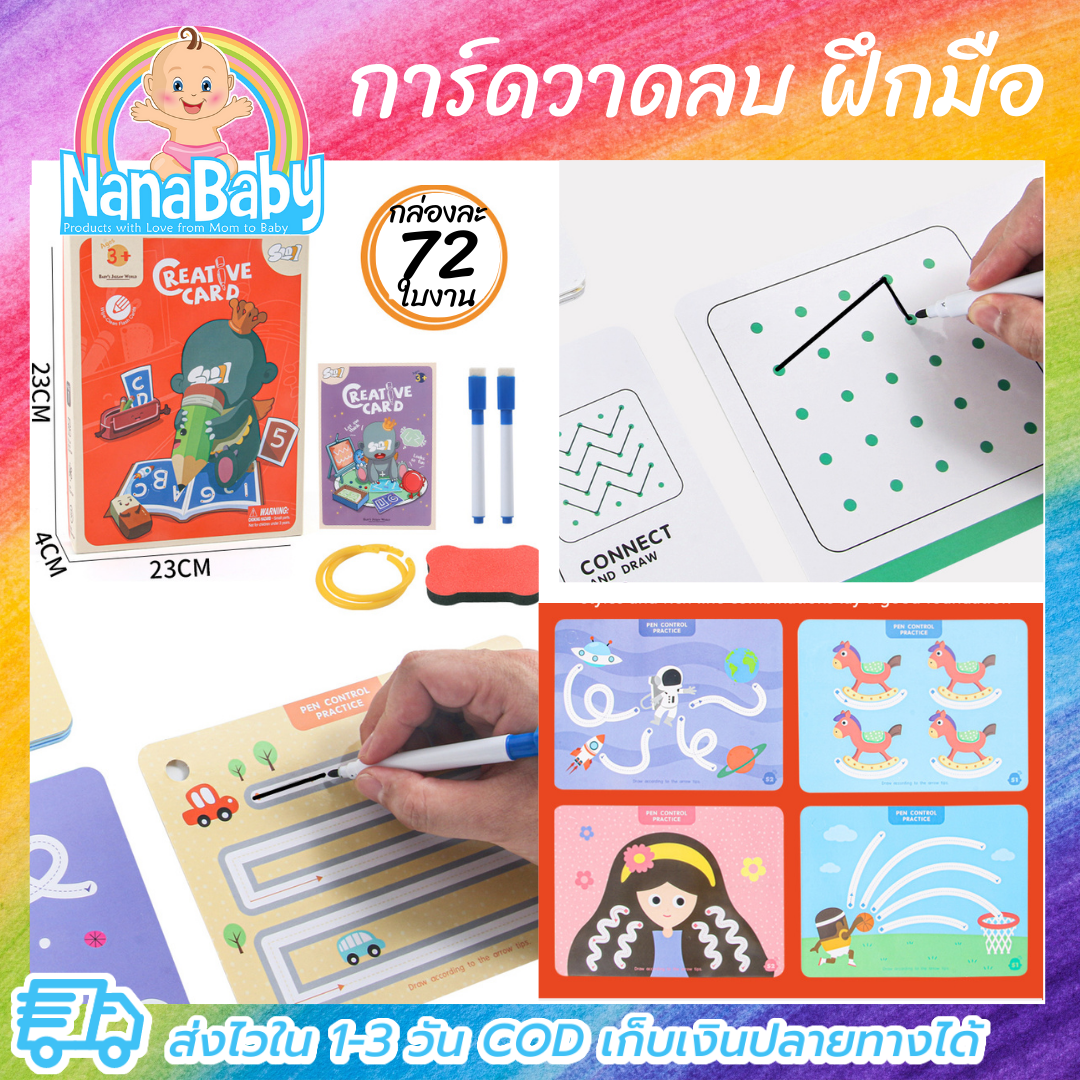 การ์ดฝึกวาดเขียน เขียนลบซ้ำๆ ได้ Creative Card