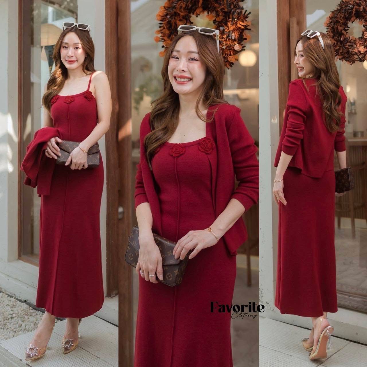 Set เดรสสายเดี่ยว+เสื้อคลุม ใส่สบาย : สินค้าคุณภาพ (พร้อมส่ง)