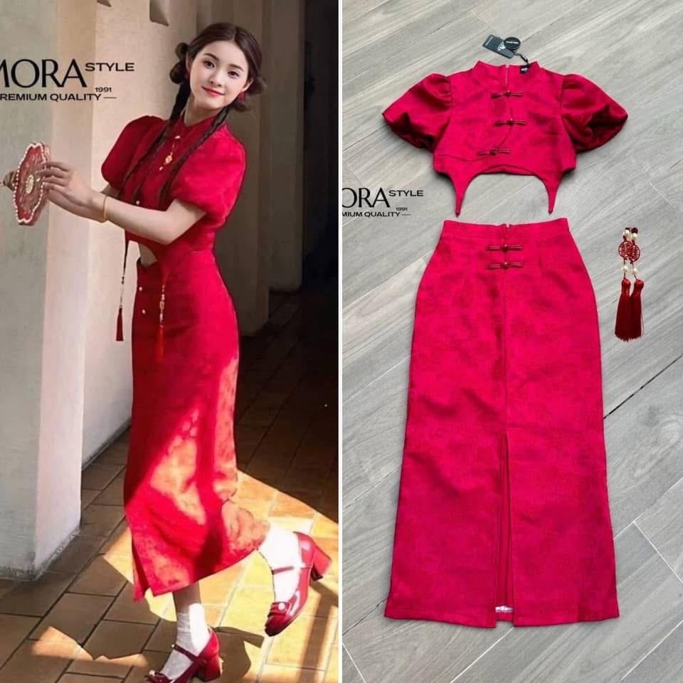 เซ็ตกี่เพ้า 2 ชิ้น เสื้อแขนจั้มตุ๊กตา งานซิปหลังอย่างดี มีอะไหล่แต่งพู่ห้อยที่ปลายเสื้อให้ 2 ชิ้น มาพร้อมกับกระโปรงยาวผ่าหน้า ใส่สบาย : สินค้าคุณภาพ (พร้อมส่ง)