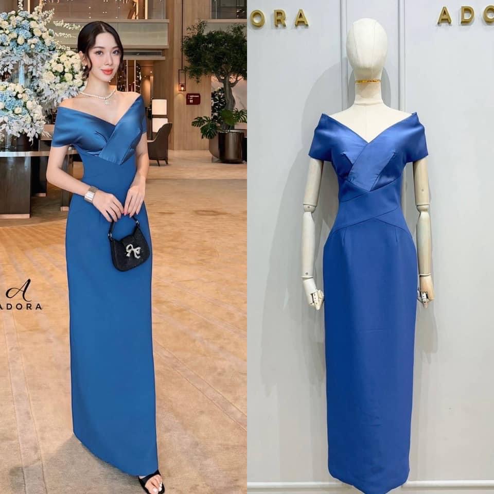 เดรสดีไซน์ปาดไหล่คอวี ช่วงอกตัดต่อ ผ้าดีไซน์ไขว้อก เสริมฟองน้ำ ตัวเดรสใช้เนื้อผ้าเกรด พรีเมี่ยมทั้งตัว ดีไซน์กระโปรงทรงสอบยาว ผ่าหลัง ใส่สบาย : สินค้าคุณภาพ (พร้อมส่ง)