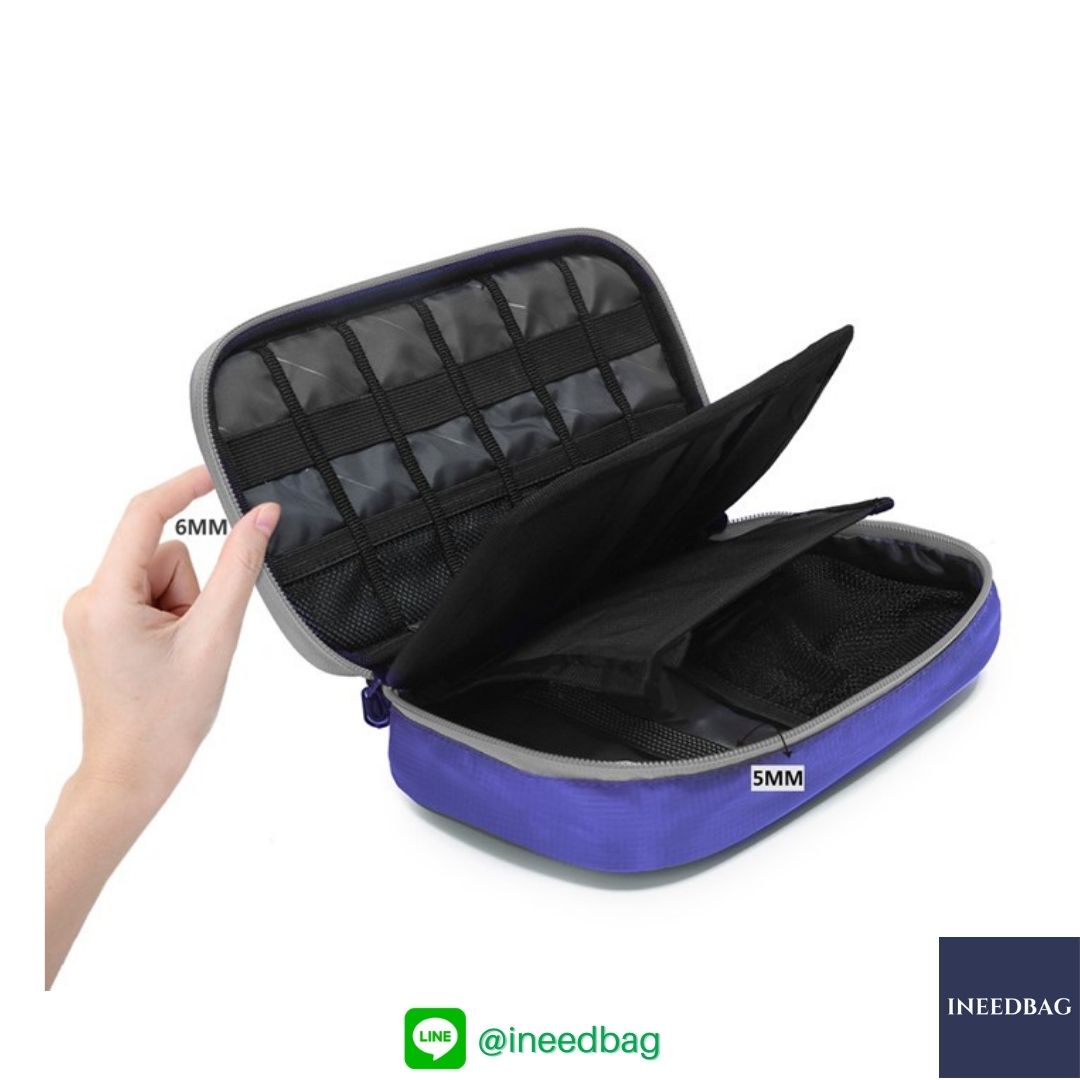 ฺBagsmart กระเป๋าจัดระเบียบอิเล็กทรอนิกส์ กระเป๋าใส่สายชาร์จ กระเป๋าใส่ฮาร์ดดิสก์ กระเป๋าใส่อุปกรณ์ไอที มีสองชั้น ช่องเยอะพิเศษ มีหูหิ้วพกพาสะดวก (น้ำเงิน)