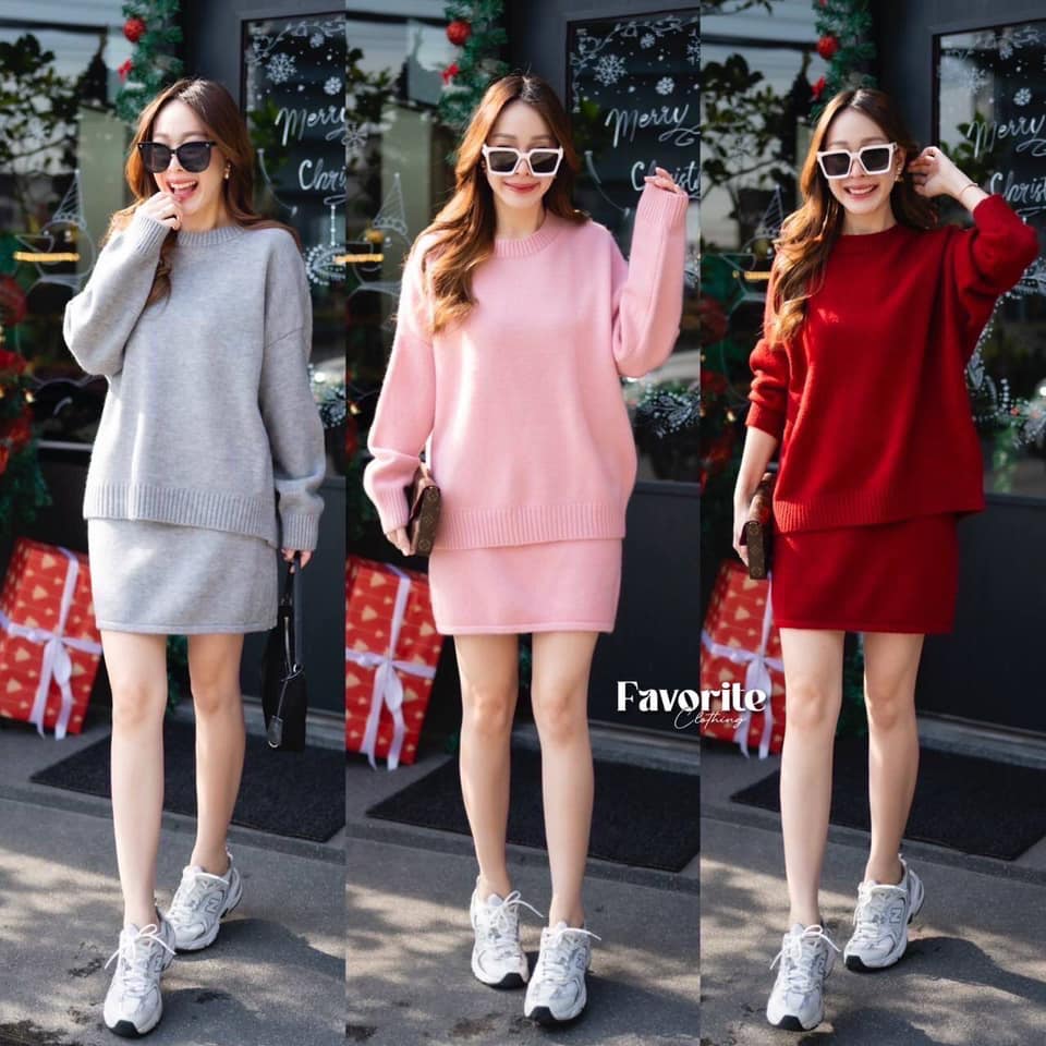 Set เสื้อ+กระโปรงไหมพร ใส่สบาย : สินค้าคุณภาพ (พร้อมส่ง)