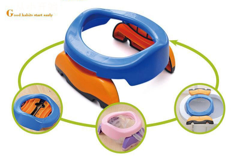 ที่รองชักโครกเด็ก พกพา ฝารองชักโครกเด็ก เบาะรองชักโครกเด็ก ที่รองชักโครกเด็ก กระโถนเด็กพกพา 2 in 1 Potty Trvl-set แถมฟรี !! ถุง 10 ใบ