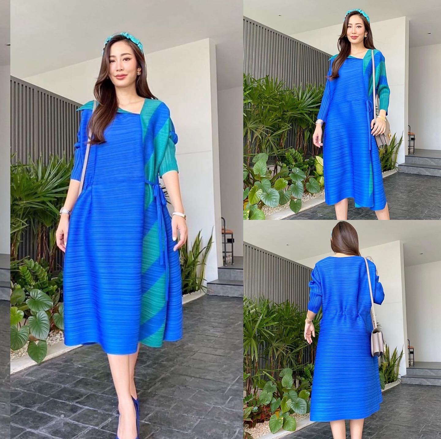 เดรสอัดพลีท Premium 👍🏻 แพตเทิร์น คอวี เฉลียงข้าง เกร๋กรุบ ดีเทลแน่นๆ ด้วยการตัดต่อ ผ้าลายริ้งเฉพาะด้านข้าง ✨✨ เนื้อผ้าอัดพลีท แน่นๆ สวยเก๋ ผ้าเนื้อนุ่ม ใส่สบาย สินค้าคุณภาพ (พร้อมส่ง)