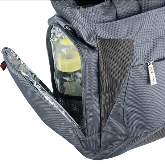 Ecosusi กระเป๋าคุณแม่ กระเป๋าสัมภาระคุณแม่ กระเป๋าแม่ลูกอ่อน สะพายได้ แถมผ้ารองเปลี่ยนผ้าอ้อม ผลิตจากไนล่อนคุณภาพสูง ทนทาน ช่องใส่ของเยอะ (สีเทา)