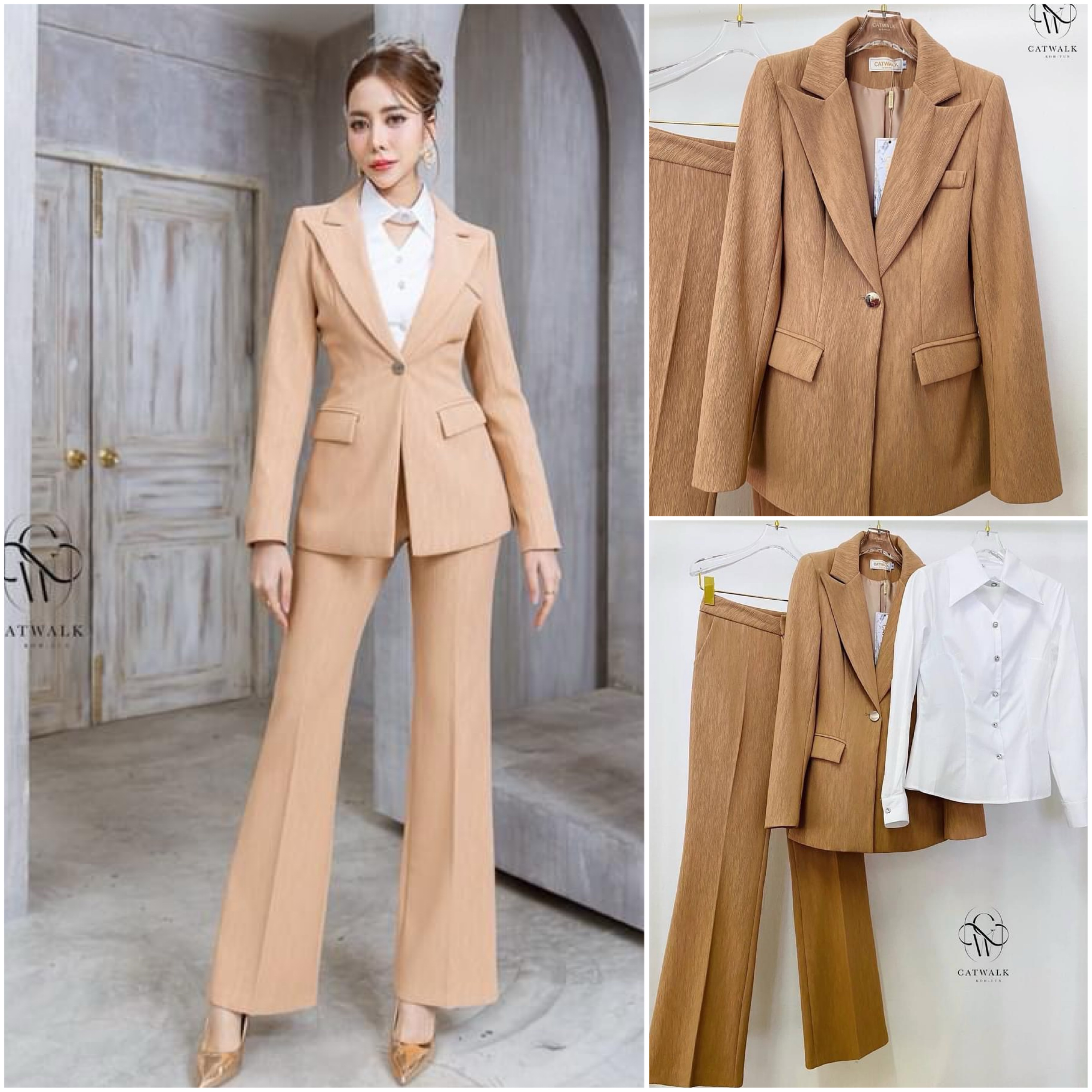 เซต BLAZER 3 ชิ้น เนื้อผ้าลูกฟูกเกรดเอ ตัว BLAZERเป็นทรงเข้ารูป +เสื้อเชิ้ตสีขาวทรงเข้ารูป +กางเกงเป็นทรงขาม้า . สินค้าคุณภาพ (พร้อมส่ง)