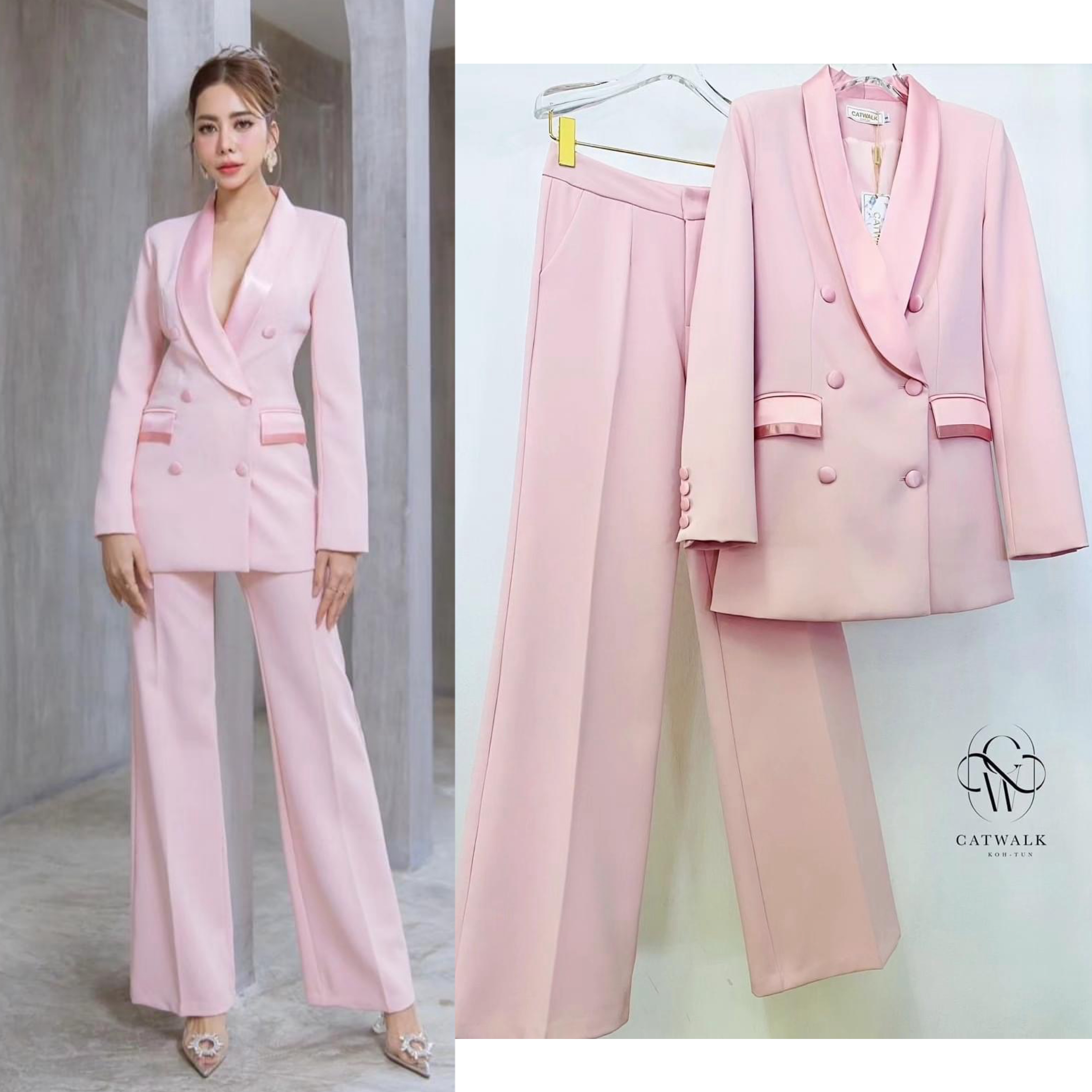 เซตสูทปกเลื่อม+กางเกงขาตรง เนื้อผ้าเกรดเอ เนื้อนุ่มเป็นทรงใส่สบาย ตัวสูทเป็นทรงเข้ารูป งานhiend ใส่สบาย สินค้าคุณภาพ (พร้อมส่ง)