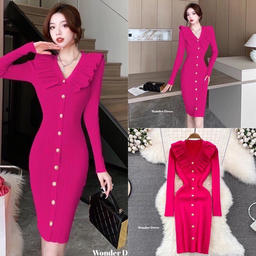 เดรสไหมพรมเกาหลีทอสีพื้นสุดคลาสสิค ผ้าไหมพรมนุ่มๆเนื้อผ้าไม่หนามาก ใส่สบาย สินค้าคุณภาพ (พร้อมส่ง)