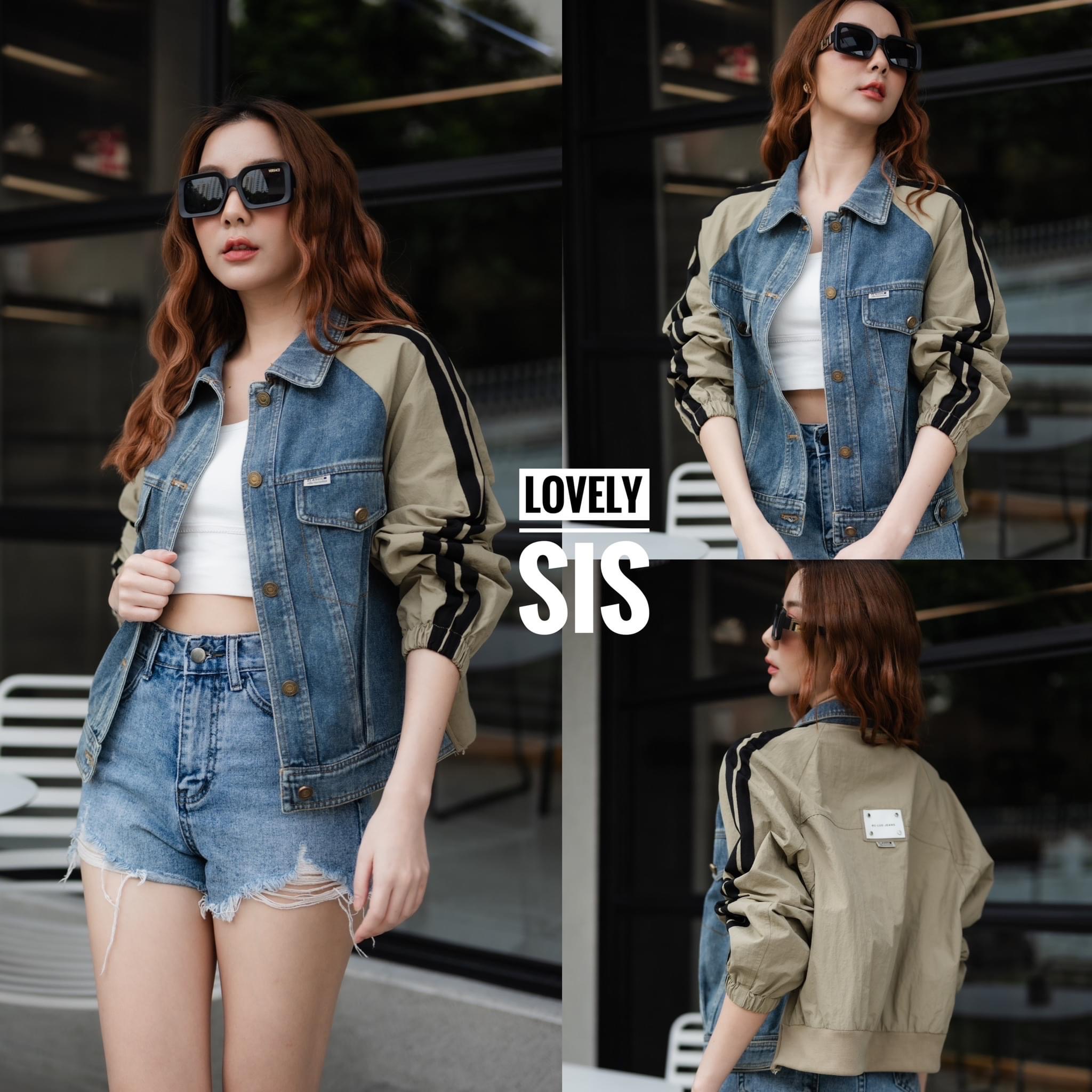 เสื้อแจ็คเก็ตยีนส์แขนยาว ช่วงแขนเย็บต่อผ้าร่มเนื้อดี งานมีซับในอย่างดี แต่งแถบเส้นเพิ่มความเด่น : สินค้าคุณภาพ (พร้อมส่ง)