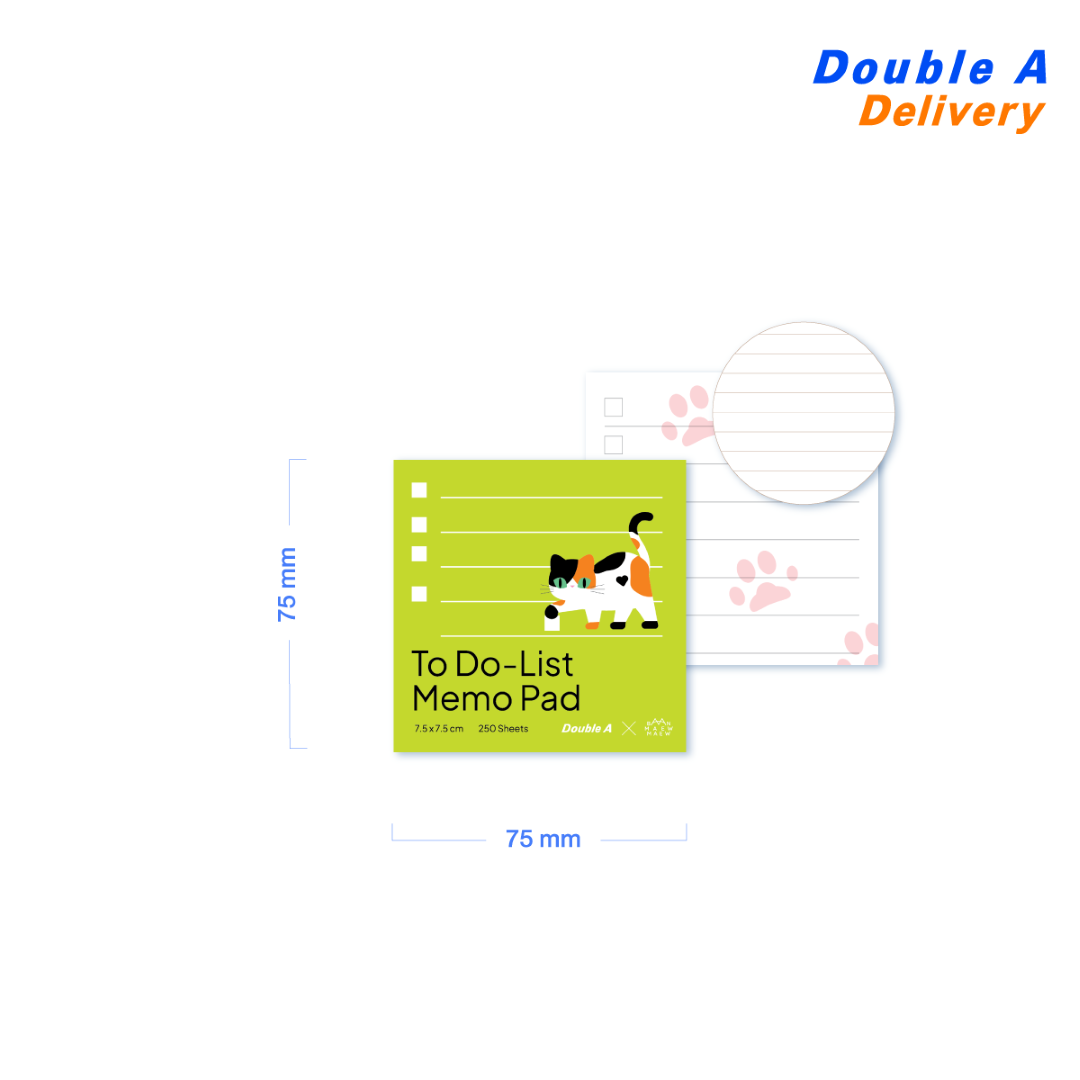 [3 ชิ้น]กระดาษโน้ตพิมพ์ลายเส้น ขนาด 75x75mm 80แกรม 250แผ่น ลาย Baan Maew (New)