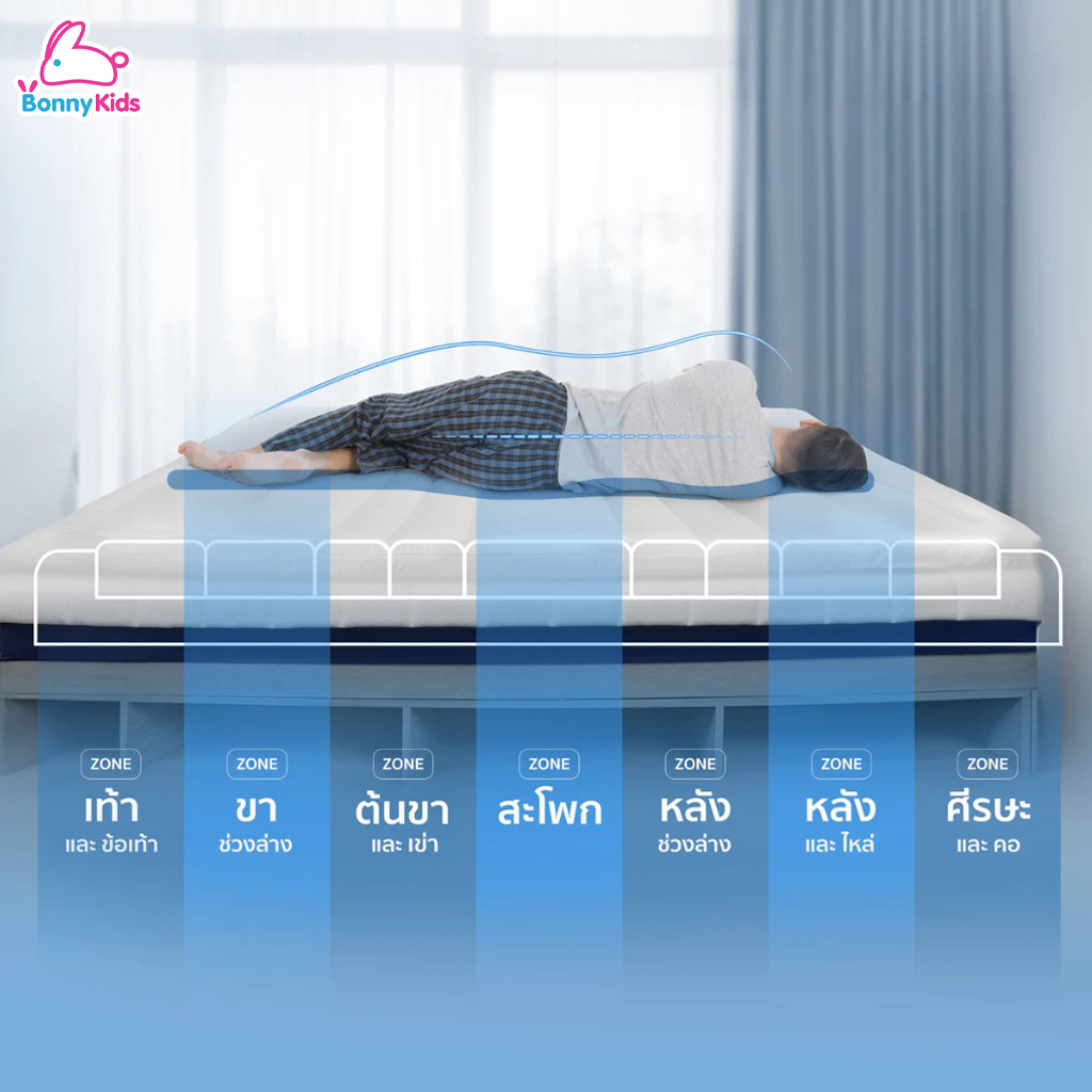 Welcare (เวลแคร์) 7 Zone Pro Ergo Series ทอปเปอร์สุขภาพ ช่วยลดอาการปวดหลังในระยะยาว รองรับส่วนโค้งเว้าของร่างกาย 7 ส่วน