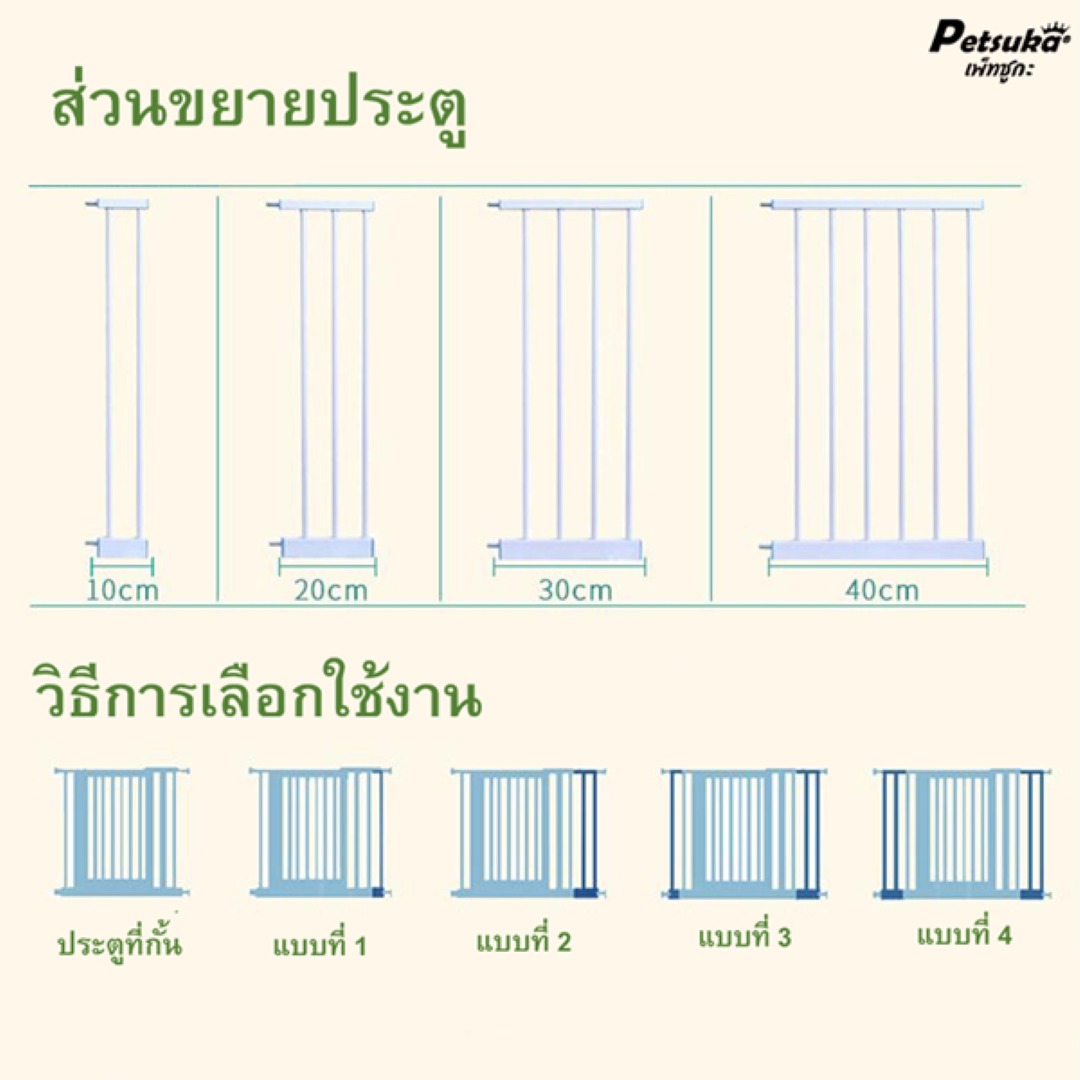 ส่วนขยายที่กั้นประตู-บันไดทางเดิน Petsuka ขนาด 10 ซม.