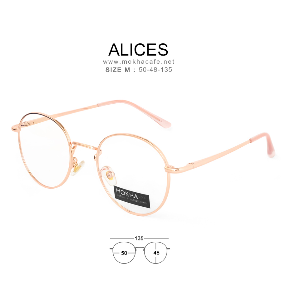 กรอบแว่น ALICES - rose gold pink กรอบโลหะทรงกลม กว้าง 135 มม.(sizeM) H48