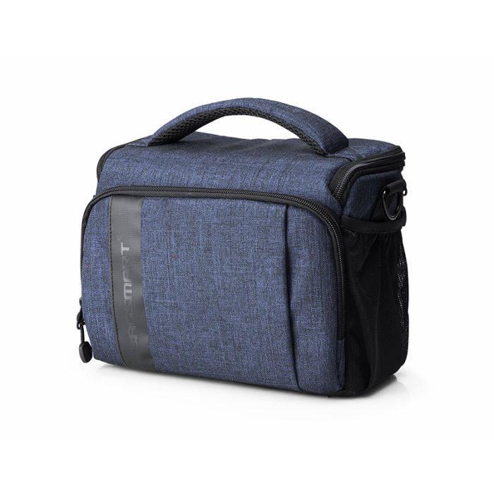 กระเป๋าใส่กล้องถ่ายรูป SLR/DSLR ขนาดกะทัดรัด พร้อมผ้าคลุมกันฝนหรือสิ่งสกปรก (สี Heather Blue) (BAGSMART Compact Camera Shoulder Bag for SLR/DSLR with Waterproof Rain Cover)