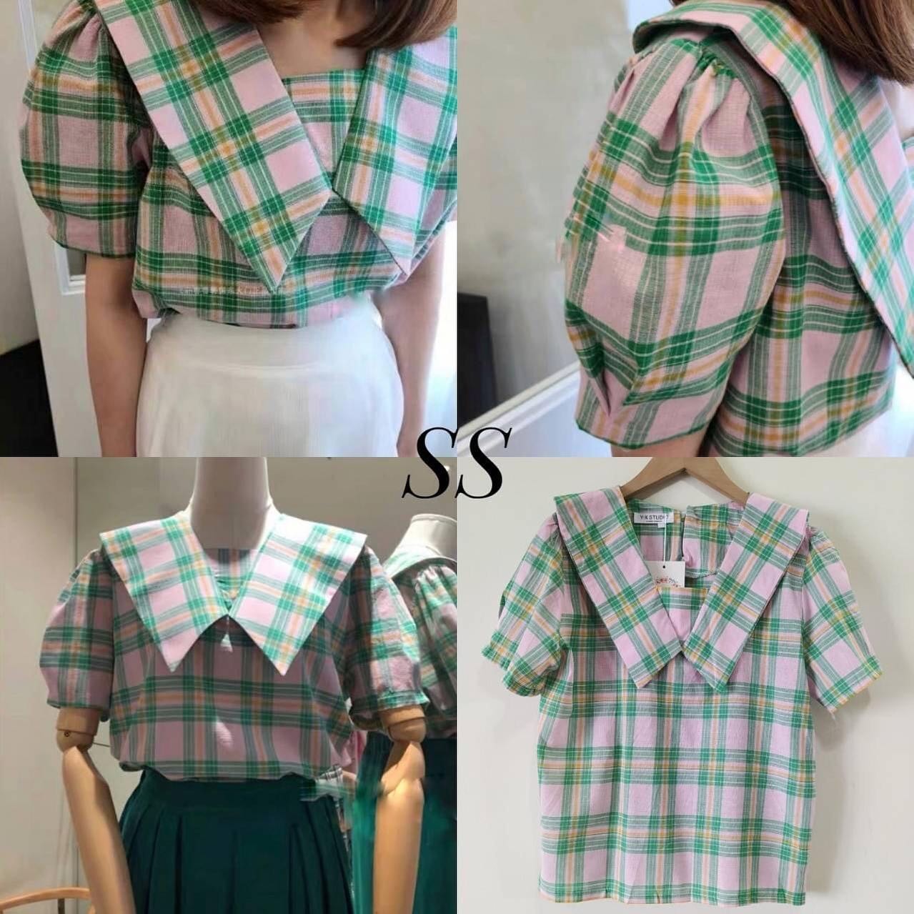 เสื้อลาย Scott แขนสั้น คอปก สีหวานละมุน จะใส่เที่ยวได้หมดนะคะ ผ้าดี งานดี แมช์ทง่ายๆค่ะ : สินค้าคุณภาพ (พร้อมส่ง)