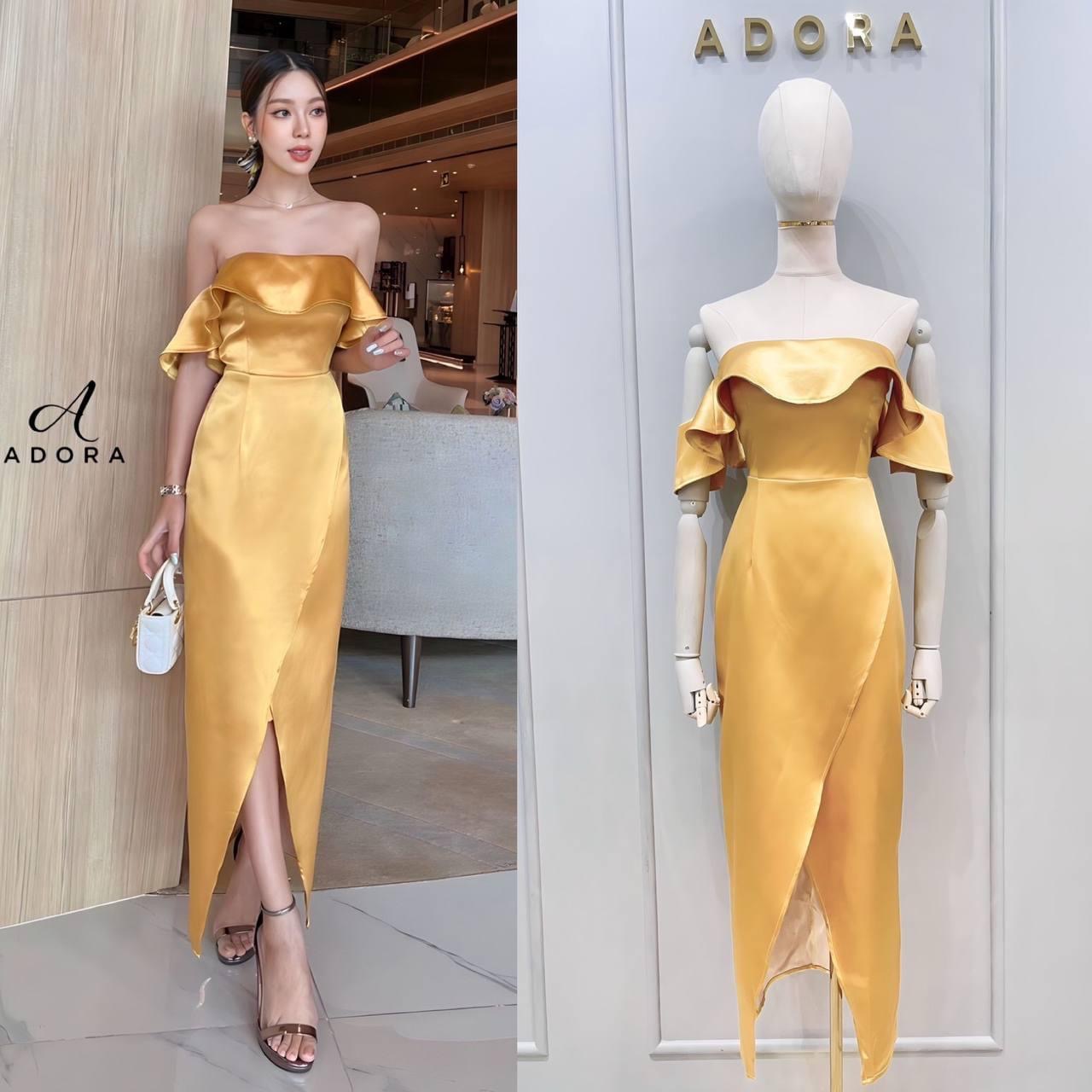 เดรสดีไซน์เกาะอก แต่งระบายช่วงอก ดีไซน์ทรงสอบด้านหน้ากระโปรงป้ายข้าง ใส่สบาย สินค้าคุณภาพ (พร้อมส่ง)