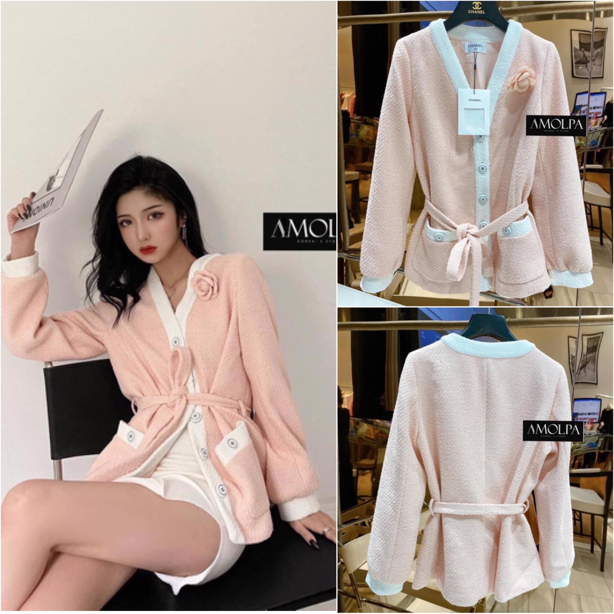 เสิอคลุม CC TWEED งานพรีเมียมเกินบรรยายมาก ใช้ผ้าทวิตเนื้อดีสุดๆ ซับในทั้งตัว เหมือนช๊อปเปี๊ยบบบ!!! ปั้มให้ทุกจุด. : สินค้าคุณภาพ (พร้อมส่ง) ..