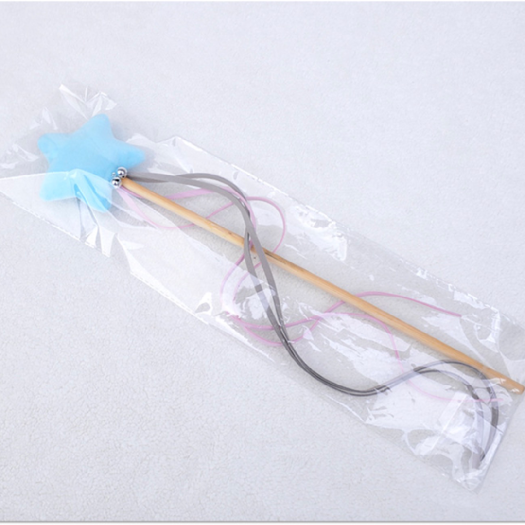 ไม้ล่อแมว ของเล่นแมว Petsuka รูปดาวนุ่มฟู สีฟ้า