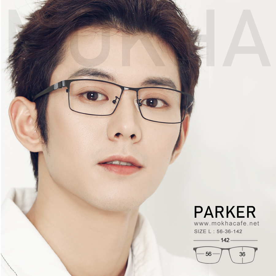 PARKER - grey กรอบแว่นโลหะ กรอบทรงเหลี่ยม กว้าง 142 มม. (sizeL) H36
