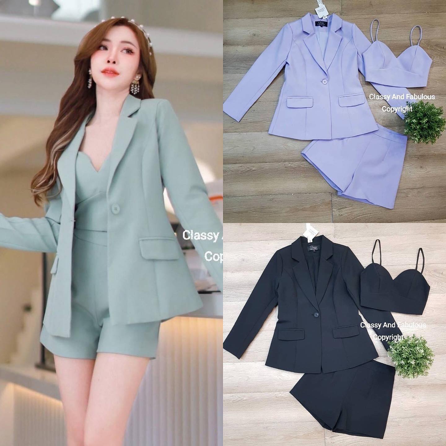 Set Suti ขาสั้น3ชิ้น แขนยาว ผ้าอย่างดี ใส่สบาย ผ้าดีมากๆ : สินค้าคุณภาพ (พร้อมส่ง)