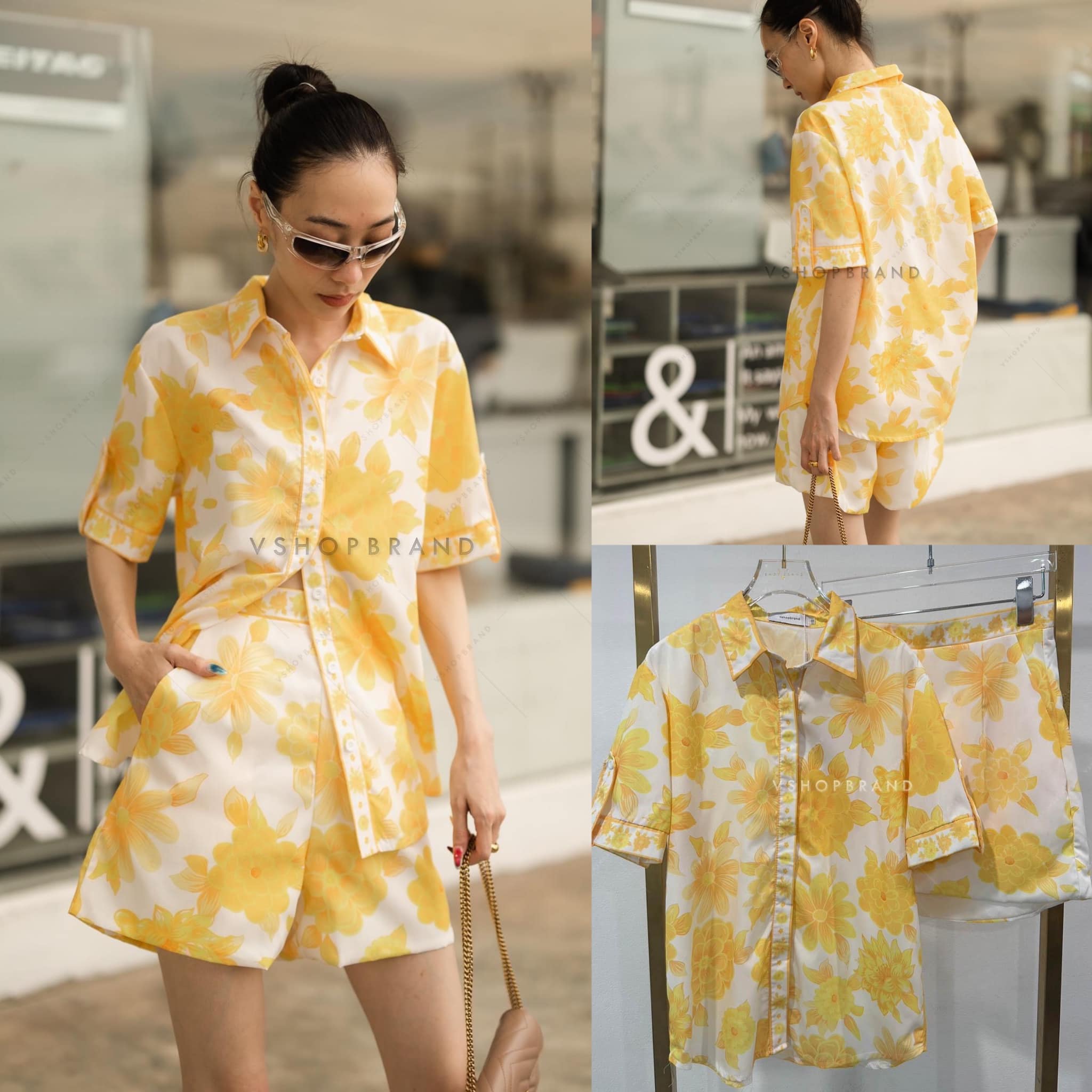 Set เสื้อเชิ้ตแขนสั้นลายดอก + กางเกงขาสั้น สินค้าคุณภาพ (พร้อมส่ง)