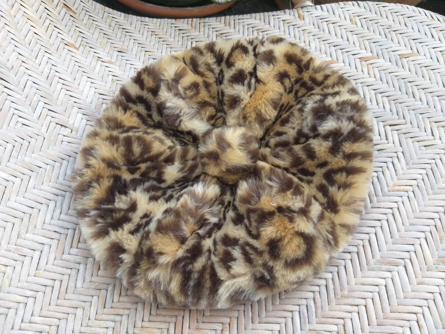 หมวกเบเร่ต์เฟอร์ลายเสือ mud pie หนานุ่มอุ่นมาก สวยมาก