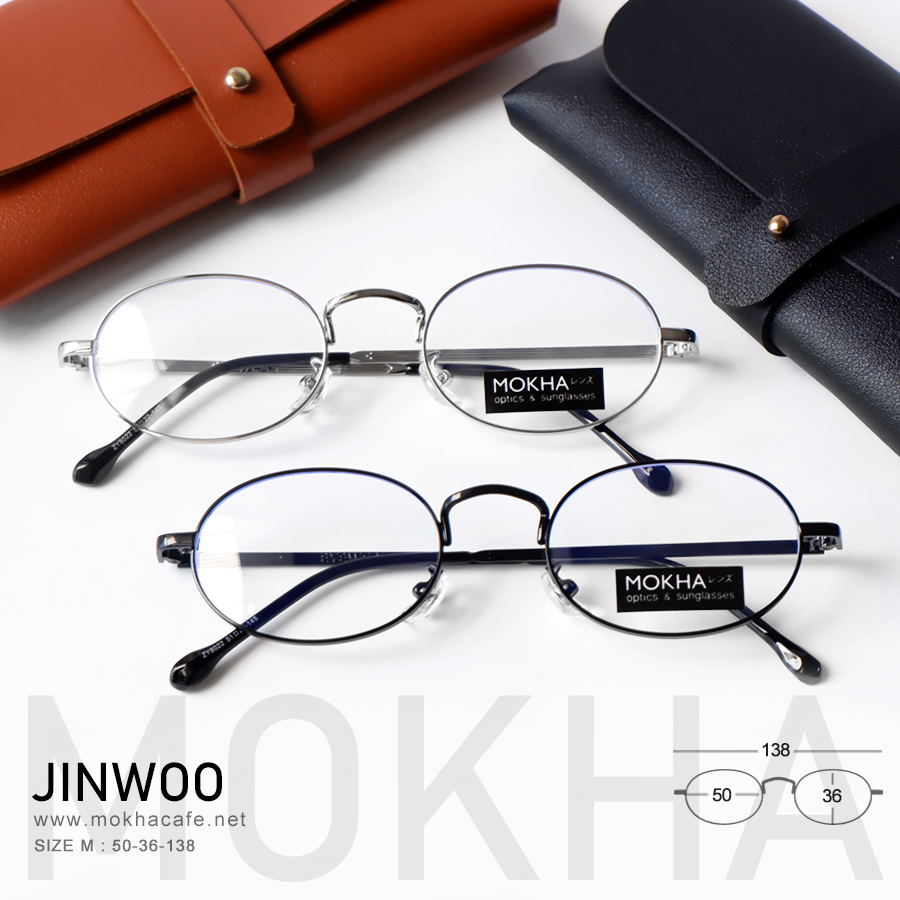 JINWOO - silver กรอบโลหะ แว่นทรงกลม รีหยดน้ำ กว้าง 138 มม.(sizeM) H36 กรอบแว่น