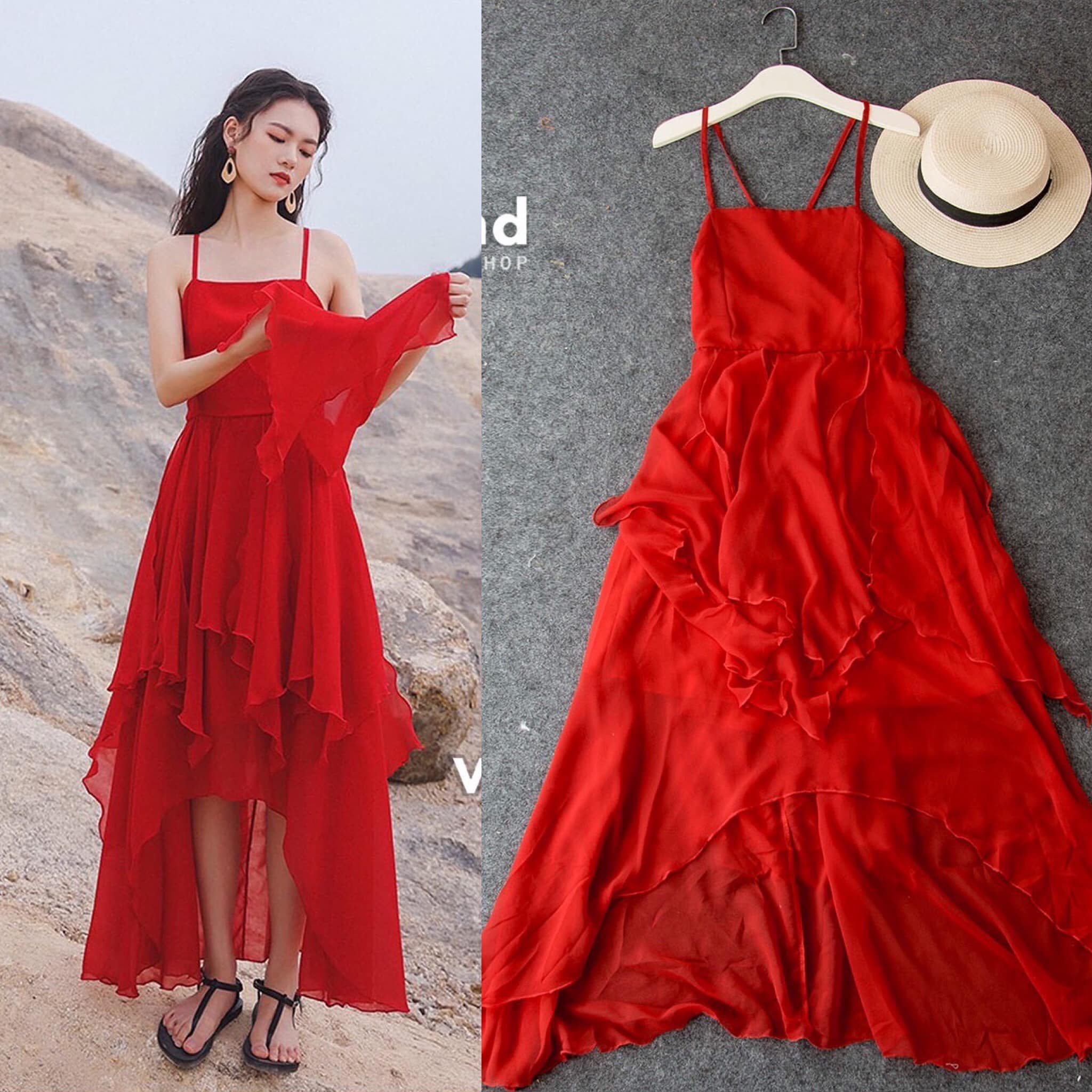 เดรสตัวยาวทรงสวย ผ้าชีฟองเนื้อดีมาก มีซับในทั้งตัวคะ สายเดี่ยวไขว้หลังเซกซี่สุดๆ สินค้าคุณภาพ (พร้อมส่ง)