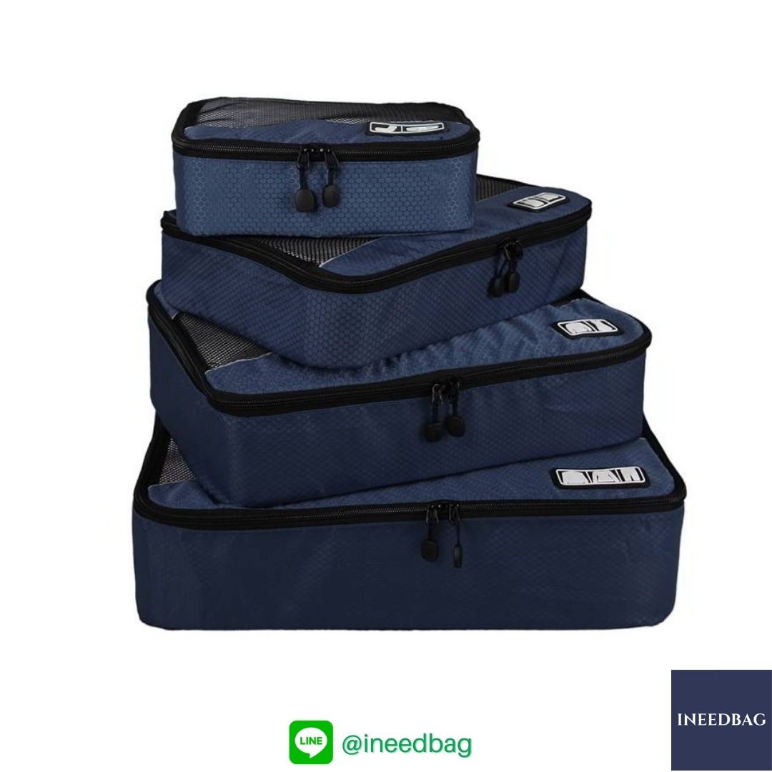 Bagsmart กระเป๋าจัดระเบียบเดินทาง 4 ใบต่อชุด ใส่เสื้อผ้า ชั้นใน ถุงเท้า เข็มขัด (ฺNavy Blue) (Bagsmart Packing Cubes 4-Pcs Travel Organizer)