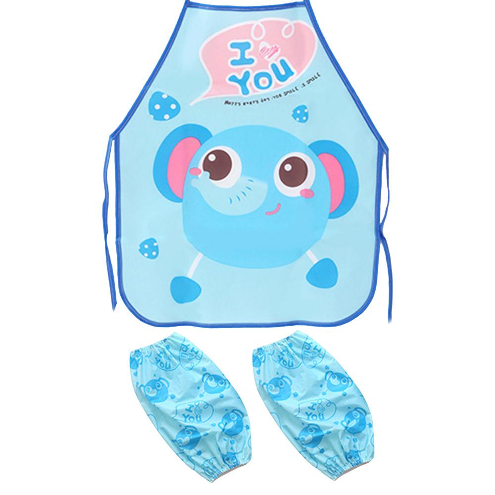 ผ้ากันเปื้อนเด็ก+ปลอกแขน สำหรับทำอาหาร/ทำงานศิลปะ PEVA กันน้ำ ปลอดสารพิษ