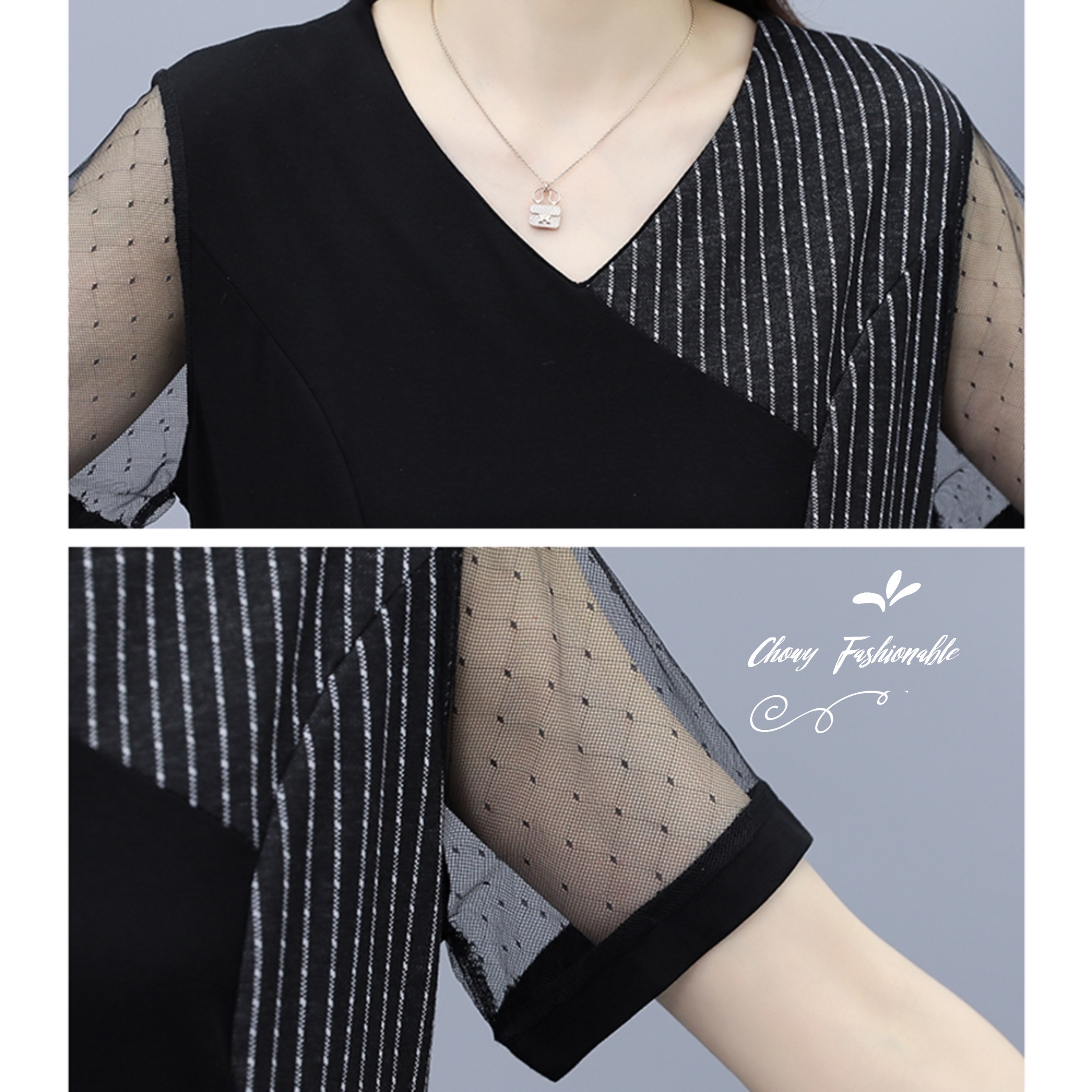 ชุดเซ็ต 2 ชิ้น เสื้อไซส์ใหญ่ 5XL รอบอก 38-42 นิ้ว กางเกงขาสั้นไซส์ใหญ่ สีดำ FF0307